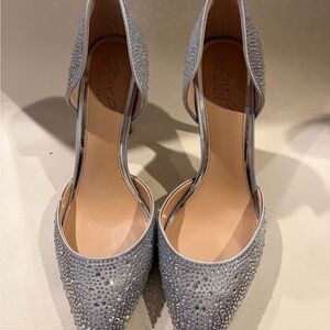 Jewel Badgley Mischka Silver Embellished Heels